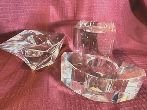 Crystal Candle Holders...1 is Oleg Cassini, 2nd & 3rd are Square Designs - Picture 1 of 23