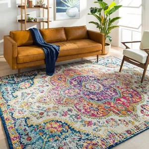 Livabliss Romaine Vintage Medallion Area Rug, 5'3" x 7'6", Orange - Picture 1 of 10