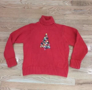 MARISA CHRISTINA Christmas Collection 2001 Turtle neck Chunky knit Sweater L K3 - Picture 1 of 8