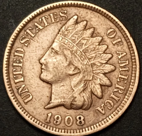 1908 (UNCIRCULATED) INDIAN HEAD PENNY! "{DIE-CHIP}"  FREE SHIPPING!  (#7.501) Cover