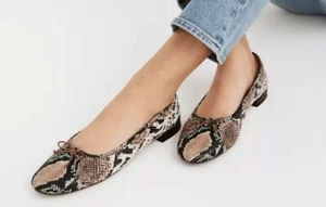 Madewell Womens Adelle Ballet Flats Shoes in snake embossed leather multi 8 - Picture 1 of 7