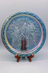 Vintage Indiana Blue Carnival Glass Spirit of 76 Bicentennial Plate 8" - Picture 1 of 3