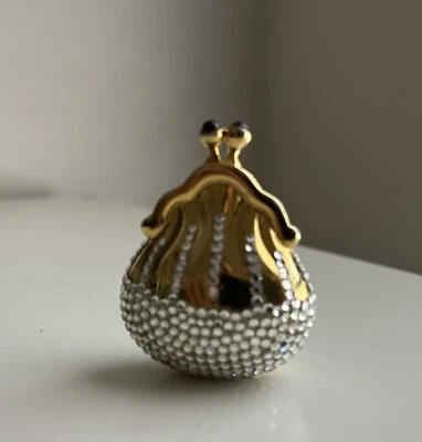 Judith Leiber Collectible Gold Plated Crystal Rhinestones Purse Shaped Pill Box - Image 1 of 4