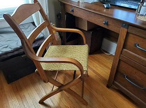 Rare Vintage Antique Wood Wooden Folding Stagecoach Chair Seat great rustic look Cover