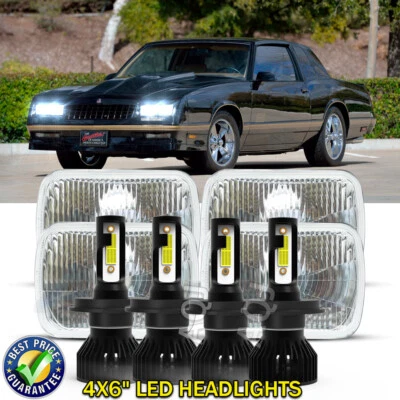4PCS 4x6" LEDs Headlights Hi/Lo For Chevrolet Monte Carlo SS 1980-1988 El Camino Foto 1 de 4
