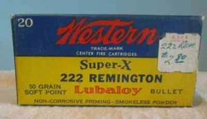 VINTAGE WESTERN  SUPER -X LUBALOY 50 GRAIN CARTRIDGE SHELLS Box Empty - Picture 1 of 8