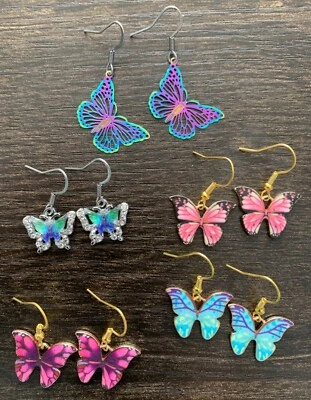 LOT of 5 pr Butterfly Charm Earrings - Изображение 1 из 4