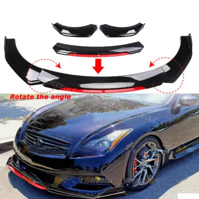 For Infiniti G37 Coupe Glossy Black+Red Front Bumper Lower Lip Car Parts Body - Изображение 1 из 4