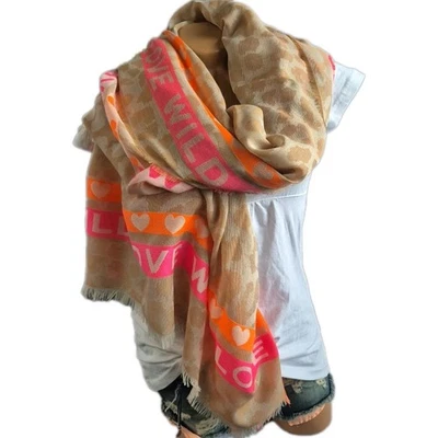 Zwillingsherz Schal Tuch Mix Leo Beige Pink Damen Tuch (0 214) NEU