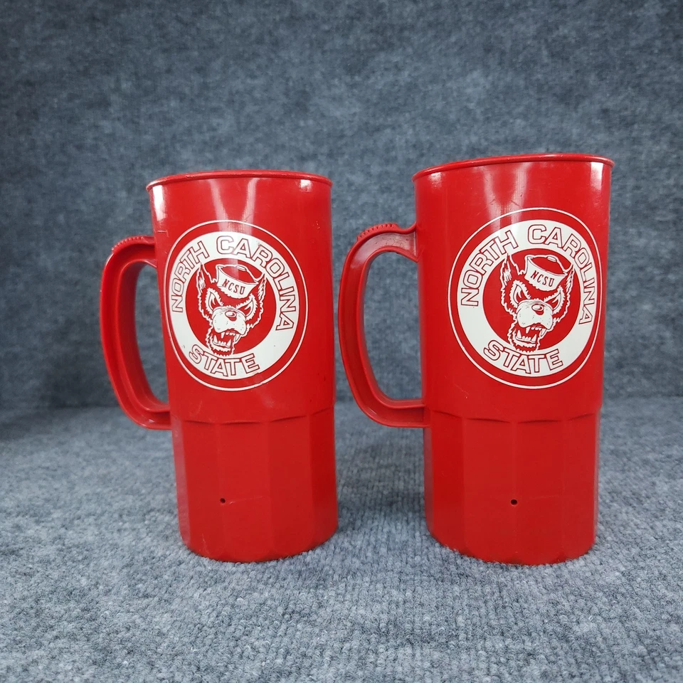 Vintage North Carolina State Wolfpack NCST Mug Set Of 2 Plastic 1 Liter Made USA - Image 1 of 4