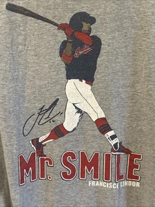 Cleveland Indians - Francisco Lindor - Mr. Smile - Gray Promo T Shirt - Men's XL - Picture 1 of 5