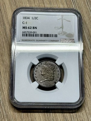 1834 Classic Head Half Cent NGC MS62 BN - Image 1 of 2