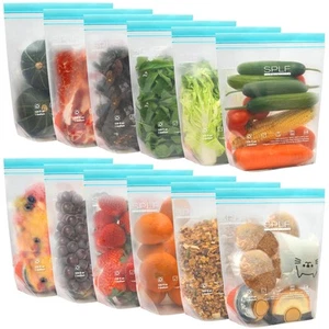 12 Pack Reusable Gallon Freezer Bags Dishwasher Microwave Safe, 1 Gallon BPA ... - Picture 1 of 7
