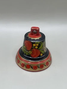 Vintage Hand Painted Ukrainian/Russian Metal Decor Floral Strawberries 2” Bell - Picture 1 of 6