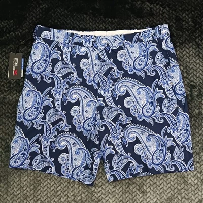 Short de golfe RLX Ralph Lauren azul paisley desempenho AOP tamanho 36 ajuste clássico - Imagem 1 de 4