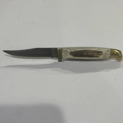 CUCHILLO PEQUEÑO FIJO FOX N HOUND DAMASCO MANGO DE CIERVO CUCHILLO FRESCO POCO USADO Foto 1 de 4