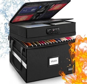 DEEGO 2 Layer Fireproof Document Lock Box Large Collapsible Document Organizer - Picture 1 of 9