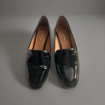 Tacones mocasines Antonio Melani charol negro para mujer 6M - suela de cuero genuino Foto 1 de 4