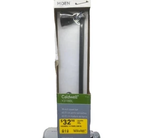 MOEN Caldwell Y3118BL Caldwell 18" Towel Bar Wall Mount, Matte Black Finish. {I} - Picture 1 of 5