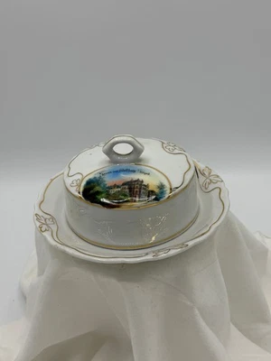 Andenkenporzellan Butter- bzw. Käseglocke Porzellan Stollberg Erzgebirge ≈ 1920 - Bild 1 von 4