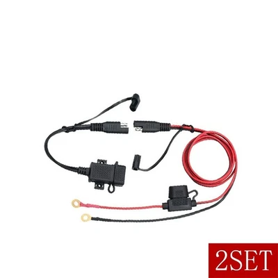 2SET Waterproof Motorcycle SAE to USB Charger Adapter Inline Fuse Cable For Phon - Image 1 of 4