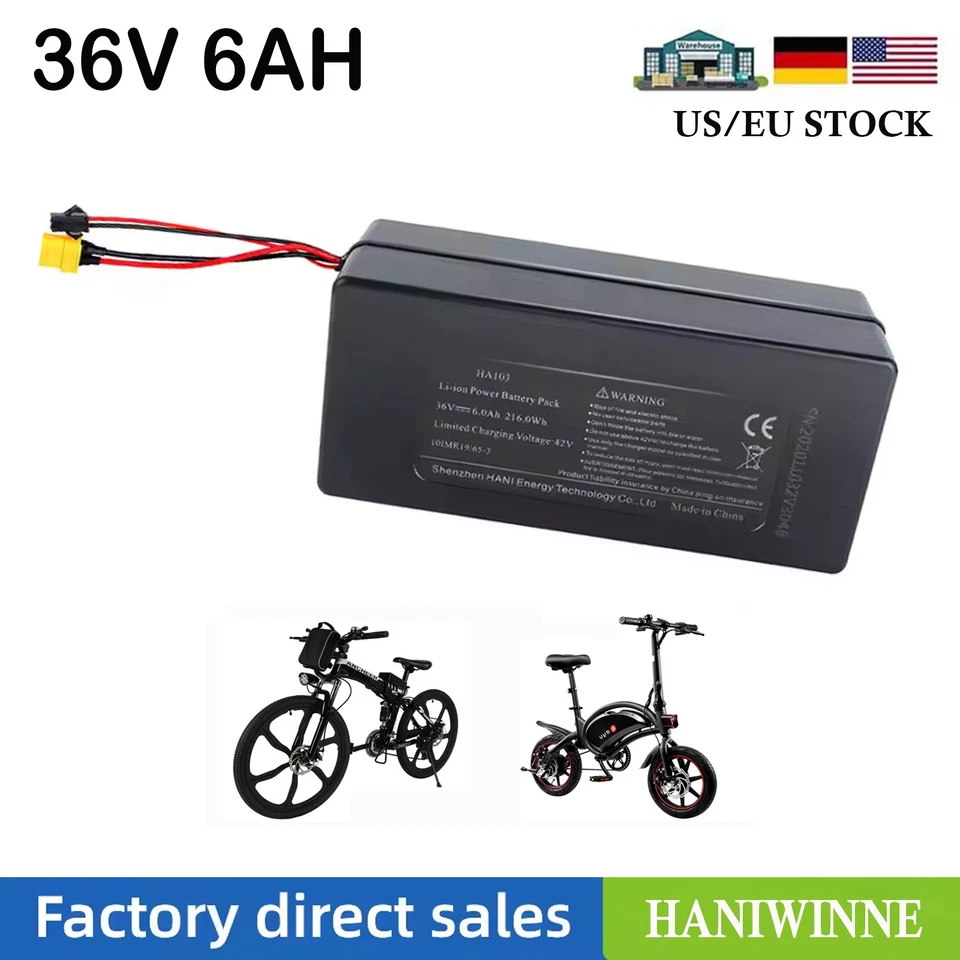 HANIWINNER Batteria 36V 6Ah E Bike batteria scooter elettrico per DYU Kugoo Ancheer Windgoo Bike