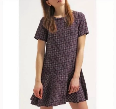 Banana Republic Multicolor Printed Short Sleeve Flounce Mini Dress Size 00P - Image 1 of 4