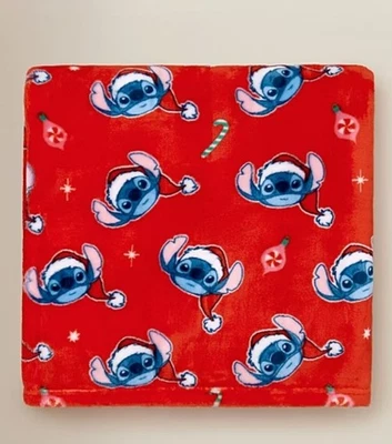 DISNEY CHRISTMAS STITCH RED THROW BLANKET SUPERSOFT 120x150cm New - Image 1 of 3
