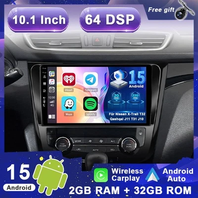 GPS Android 15 Car Play Autoradio Für Nissan X-Trail T32 Qashqai J11 T31 J10 AHD - Bild 1 von 4