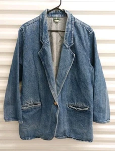 Vtg Hunt Club 80s Denim Blazer Jacket Womens 20w Made In USA - Picture 1 of 9