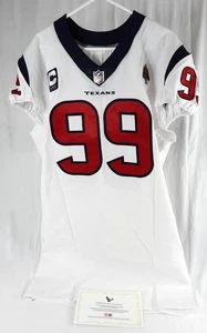 Camiseta deportiva blanca emitida por el juego 2020 Houston Texans J.J. Watt #99 parche Capitán Payton - Imagen 1 de 12