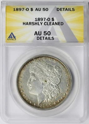 1897-O $1 Morgan Dollar ANACS AU50 Details Harshly Cleaned - Image 1 of 4