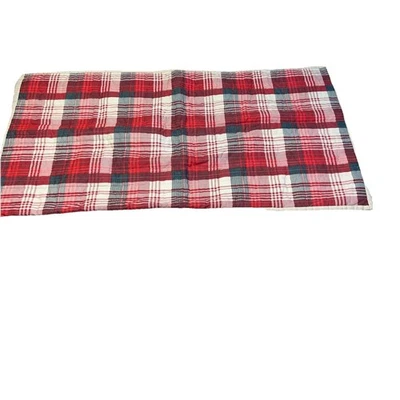 NUEVO SIN ETIQUETAS E&E California acolchado tamaño king fundas de almohada rojo y verde beige a cuadros 37x21 Foto 1 de 4