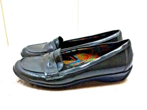 Aquatalia Green Patent Leather Slip On Wedge Penny Loafer Dress Women Shoes 7.5M - Picture 1 of 7