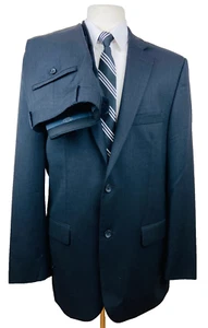 PRONTO UOMO Platinum Mens 42L Solid Black 100% Wool 2 Piece Suit W/ Pants 36x34 - Picture 1 of 14