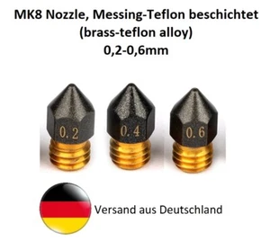 MK8 Düse Nozzle,Messing-Teflon, 0,2 - 0,6mm, Ender CR-10 Tronxy Hornet Snapmaker - Bild 1 von 6