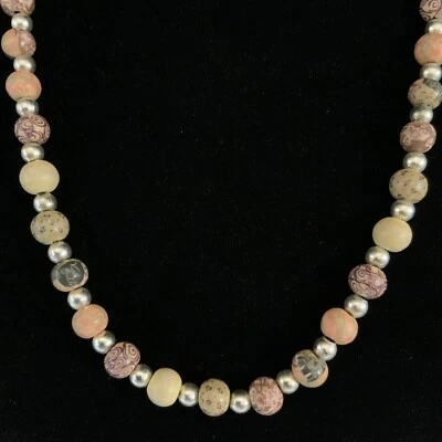 "Collar Viva 18"" cuentas de arcilla con cuentas elástico - espaciadores plateados" Foto 1 de 4