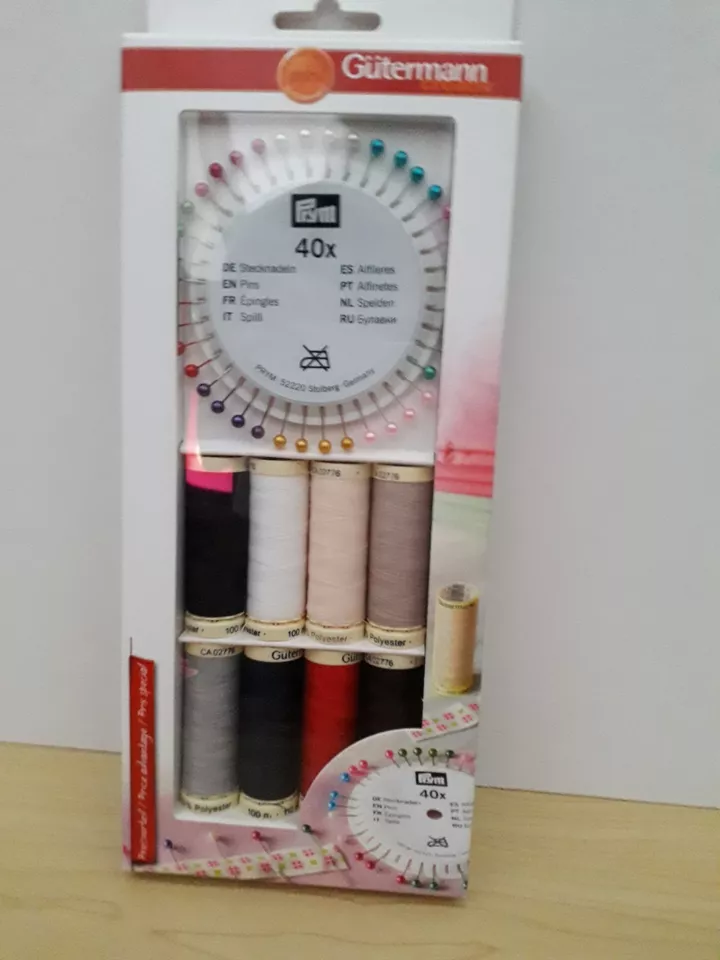 Gutermann 8 pce Sew All Thread Collection with 40 Pearl Head Pins - 100m Reels - Image 1 of 1