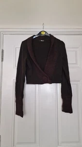 Jane Norman brown cropped bolero cardigan, size 12 - Picture 1 of 6