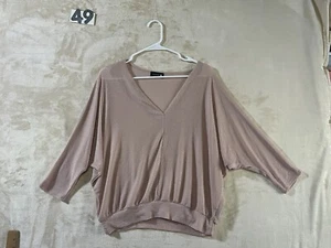 Paperoc L Women's Peach Pink Metallic Blouse Top - Picture 1 of 10