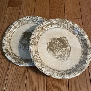 Vintage Creative Expressions Small Paper Plates Toile Turkey 2 Packs Of 8 6.75” - Picture 1 of 4