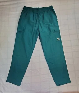 Adidas Size L Nylon Ripstop Cargo Pants Green Baggy Woven Originals Teal Ca8 - Picture 1 of 8