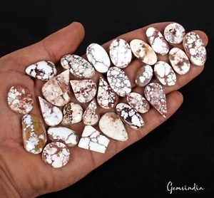 420 Ct/27 Pcs Natural Untreated White Buffalo Turquoise Mix Cab Gems For Jewelry - Picture 1 of 5