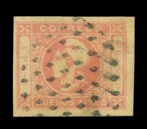 ARGENTINA 1862 Buenos Aires - Liberty Head  1p rose  Scott # 12 used VF-XF - Picture 1 of 2