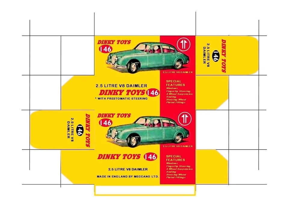 DINKY DAIMLER V8 no. 146  REPRODUCTION BOX REPRO  - Image 1 of 1