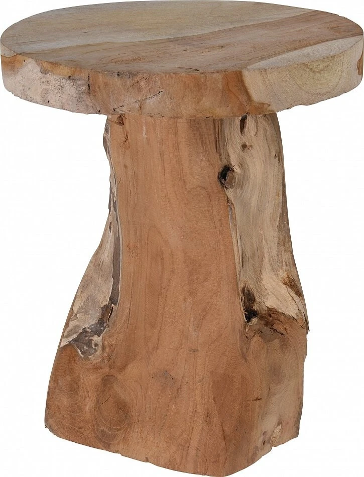 Teakholz Fußhocker Beistelltisch 31x26 cm RUND Natur Baumstamm Sitzen Wurzelholz - Bild 1 von 1