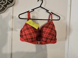 Rot karierter Victoria Secret T-Shirt BH Push Up volle Abdeckung 36DDD - Bild 1 von 9