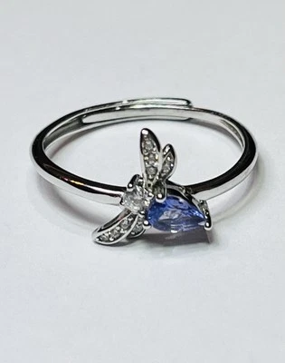 Anillo de plata esterlina 925 natural azulado púrpura tanzanita abejorro abejorro insecto polilla Foto 1 de 4