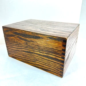 Vtg. Oak File Box Index Card File Wooden Box 9 1/2” Long Holds up to 4 x 6” Card - Picture 1 of 8