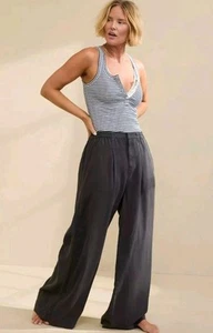 Aerie Drapey Chill Hose Gr. M weites Bein Hose Leinen grau Taschen Freizeit Neu ohne Etikett - Bild 1 von 14